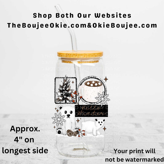 Hello Winter Bears &  Cocoa Uv Dtf Decal