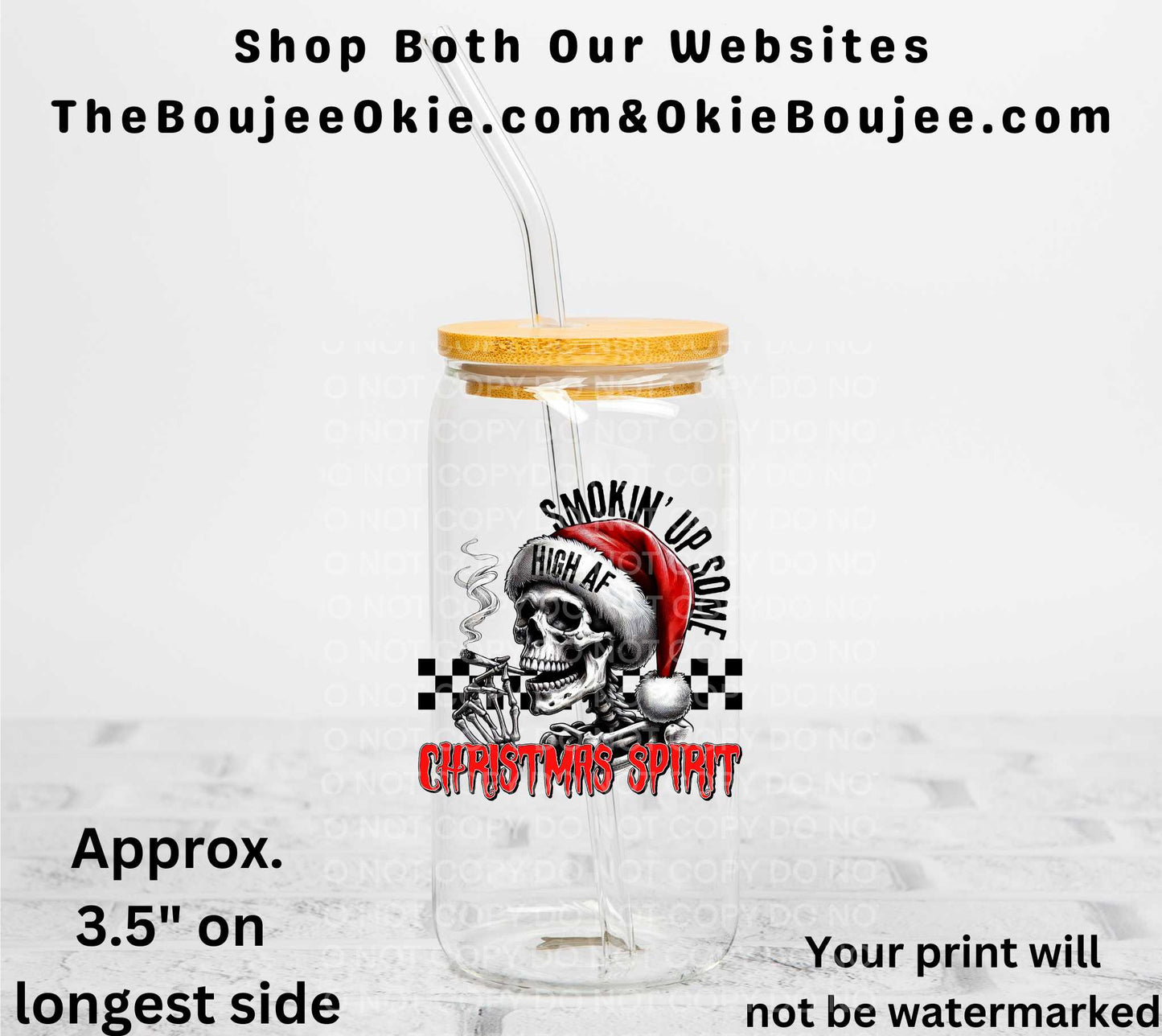 HIgh AF Smokin Up Some Christmas Spirit UV DTF Decal Double Sided 420