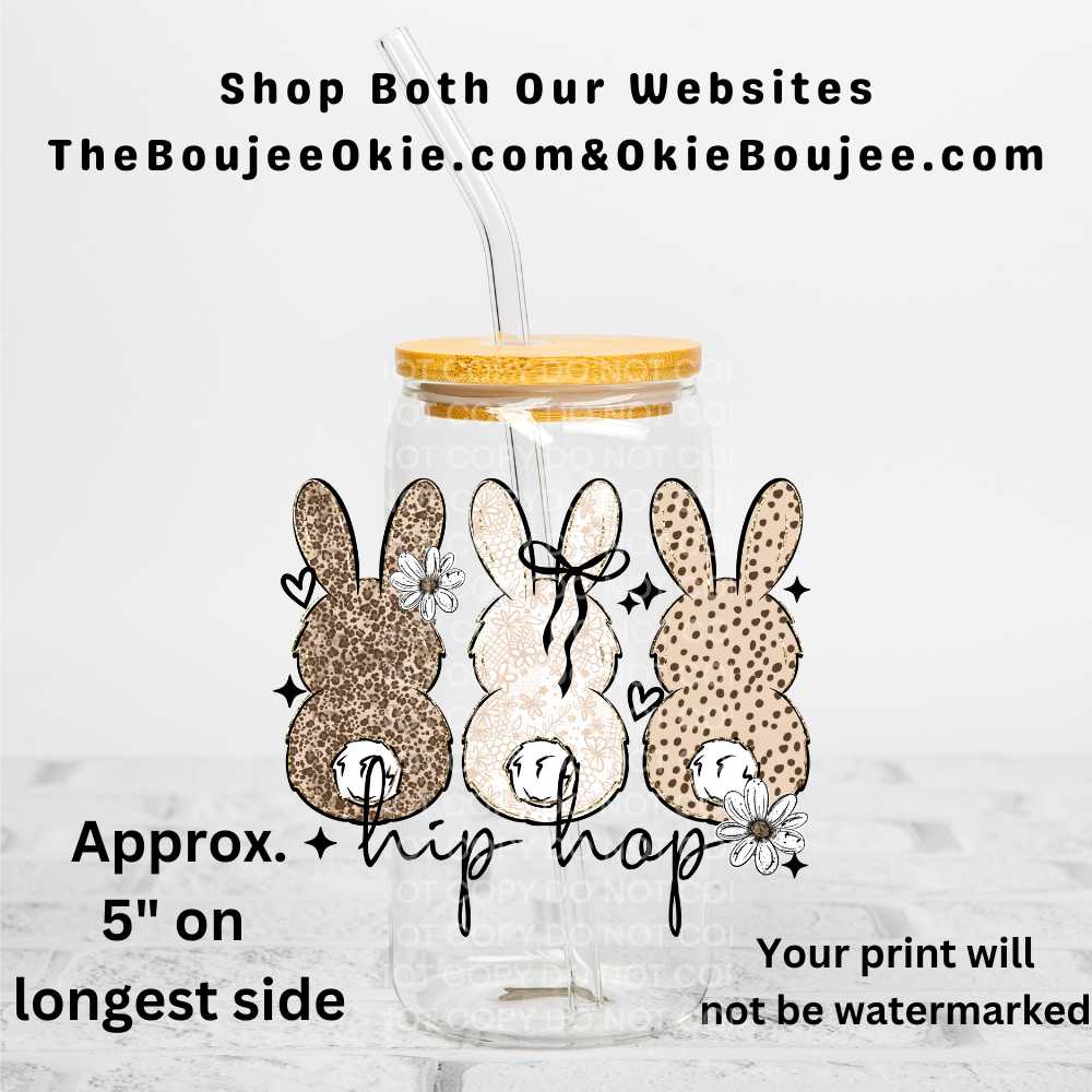 Hip Hop Easter UV DTF Double-Sided Decal – 16oz Glass Can & Tumbler Design