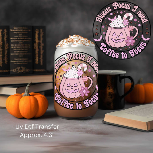 Uv Dtf Decal Hocus Pocus Pink Pumpkin Coffee  | Double Sided