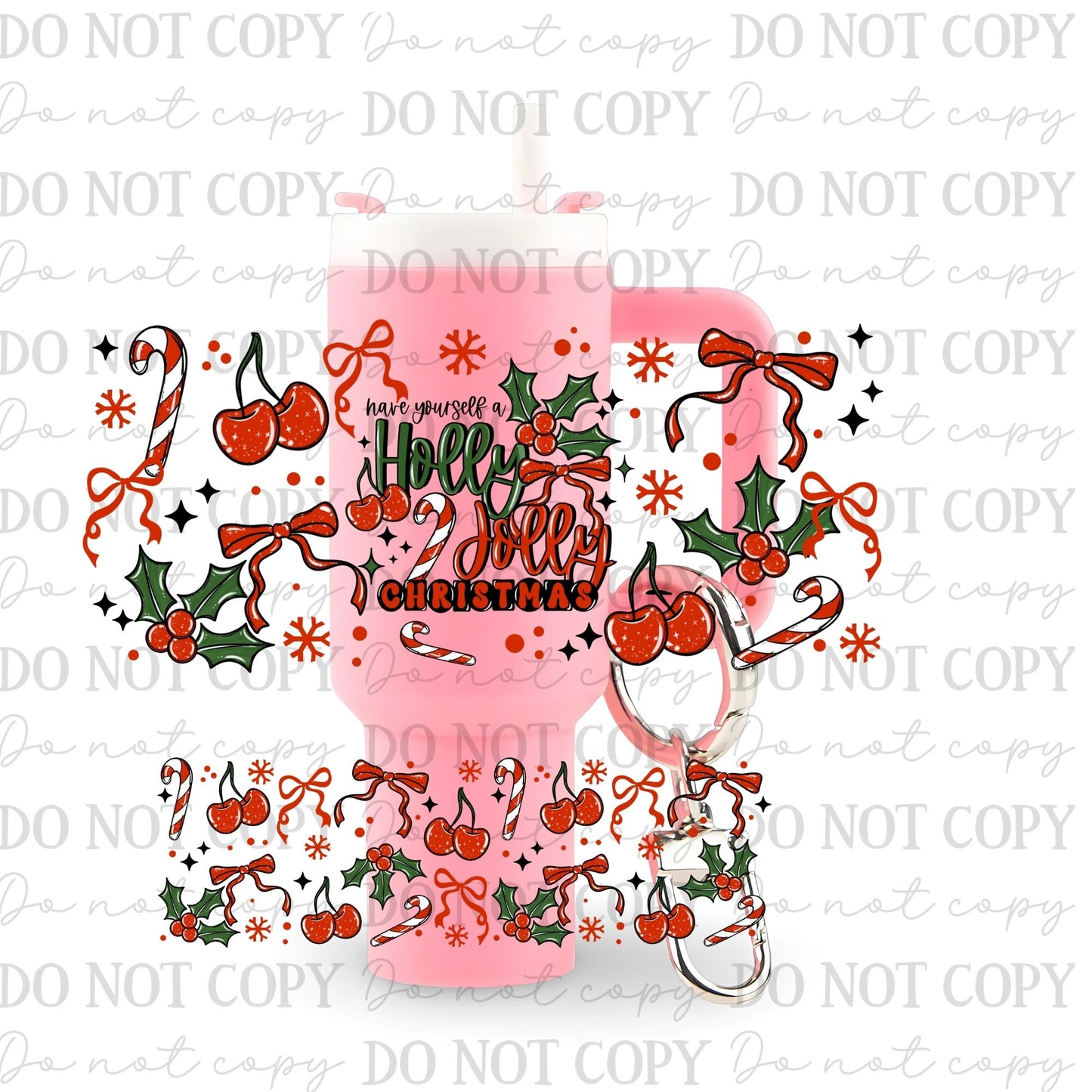 Have A Holly Jolly Christmas Uv Dtf Wrap For Mini Tumbler Keychains