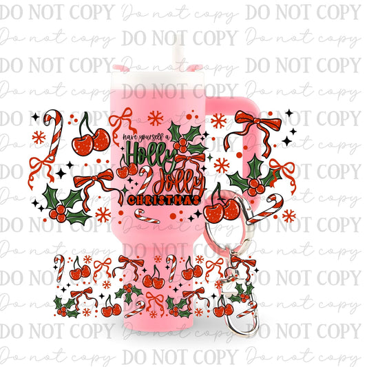 Have A Holly Jolly Christmas Uv Dtf Wrap For Mini Tumbler Keychains