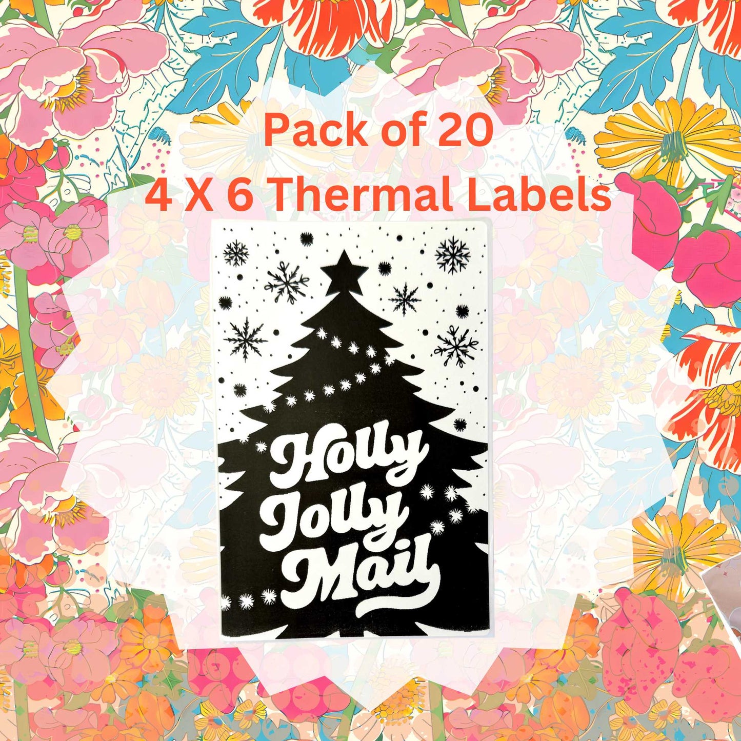 Holly Jolly Mail Pack of 20 Thermal Label Shipping Packaging  Stickers