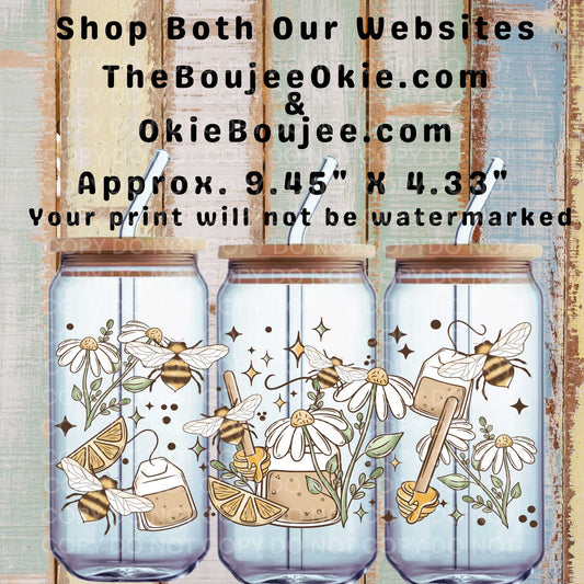 Honey Bees & Tea Double-Sided UV DTF Wrap