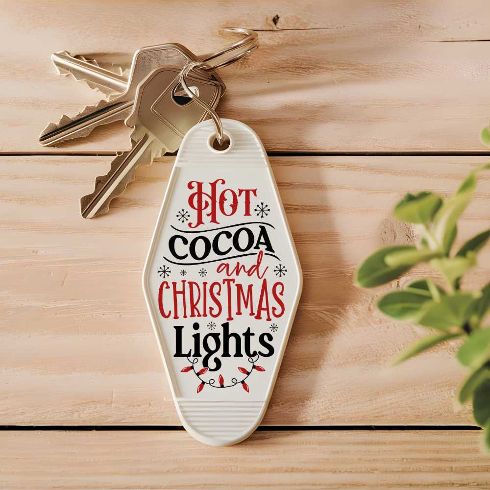 Motel Keychain Decal I Hot Cocoa and Christmas Lights | Christmas