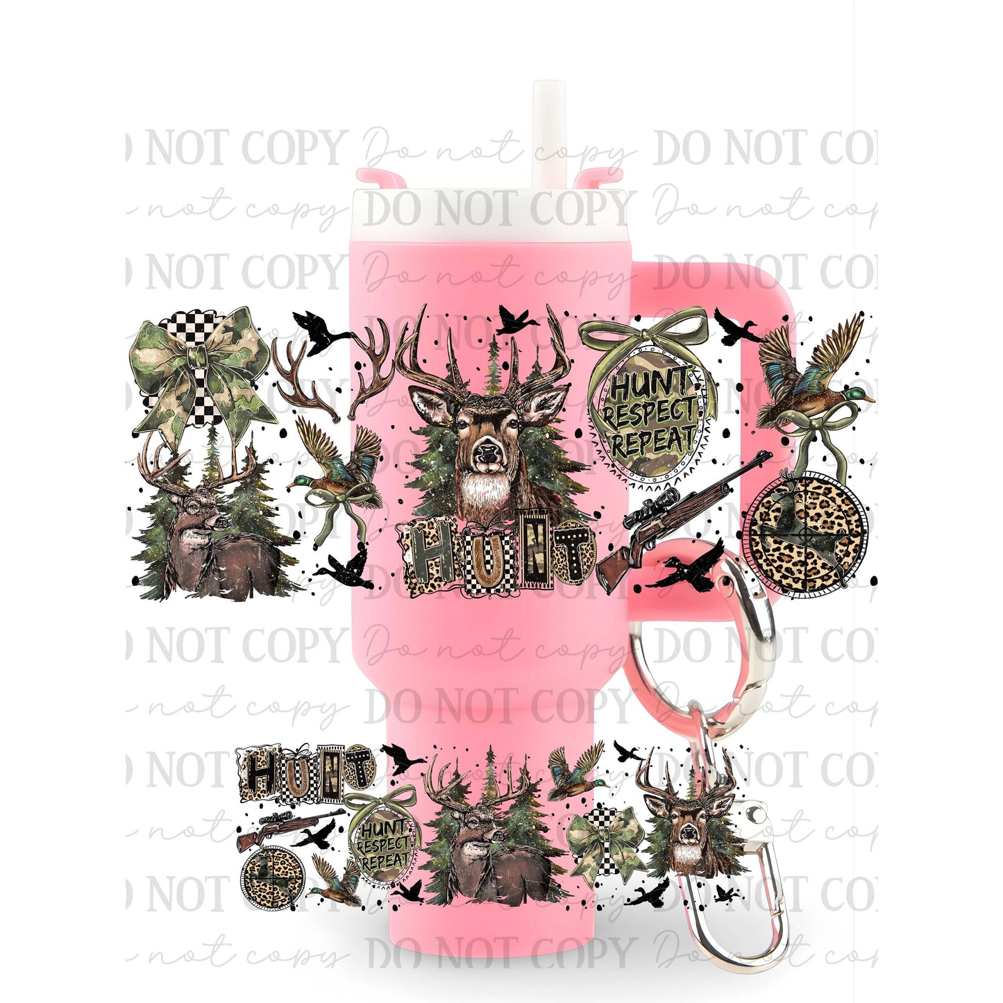 Hunt Respect Repeat Uv Dtf Wrap For Mini Tumbler Keychains