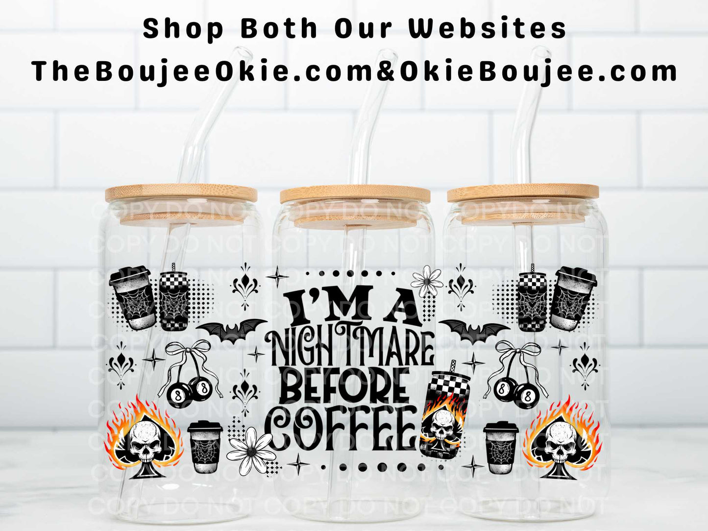 I'm A Nightmare Before Coffee Uv Dtf Wrap Double Sided Orange Flames