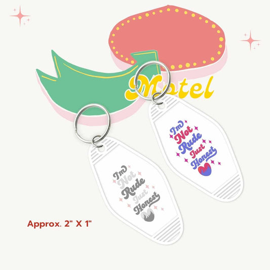 Set of 2 Uv Dtf Motel Key Chain Decals I'm Not Rude Just Honest