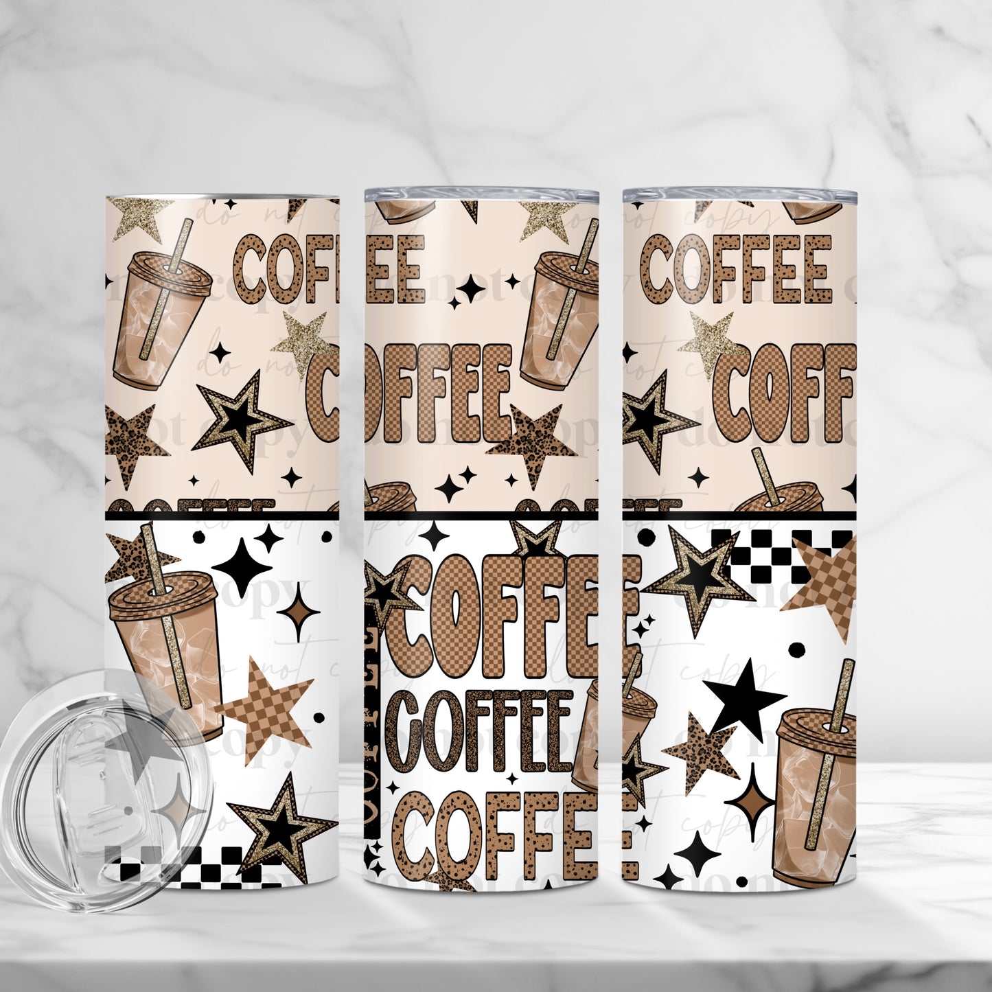 Iced Coffee 20oz Skinny Tumbler Sublimation Print