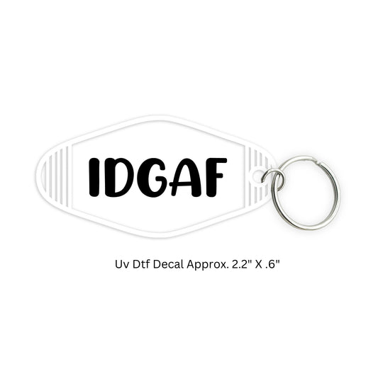 Set of 2 Uv Dtf Motel Key Chain Decals IDGAF