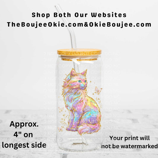 Iridescent Cat Uv Dtf Decal