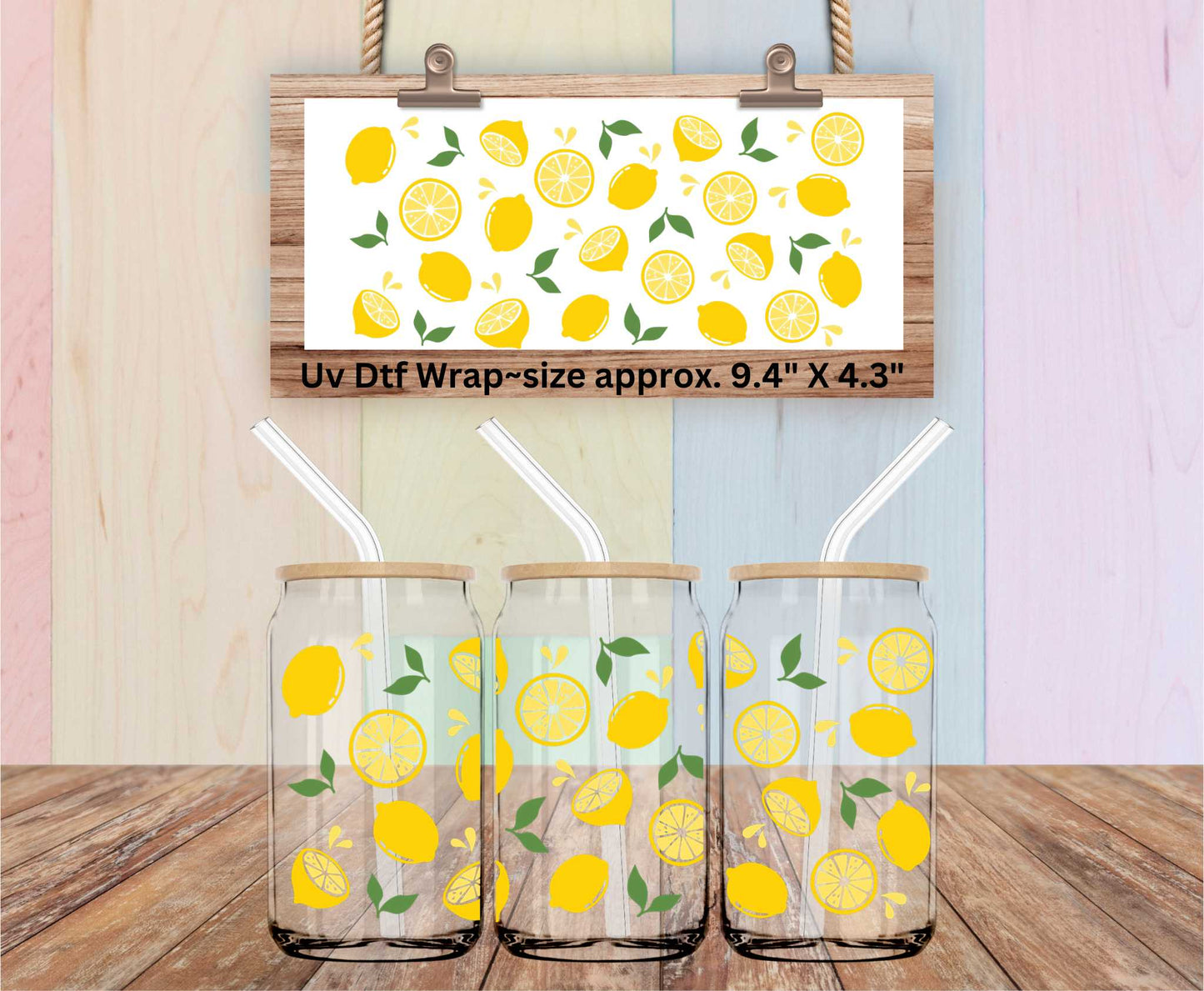 Uv Dtf Wrap Juicy Lemons | Double Sided