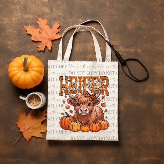 Just A Fall Heifer Cow Tote Bag Sublimation Print