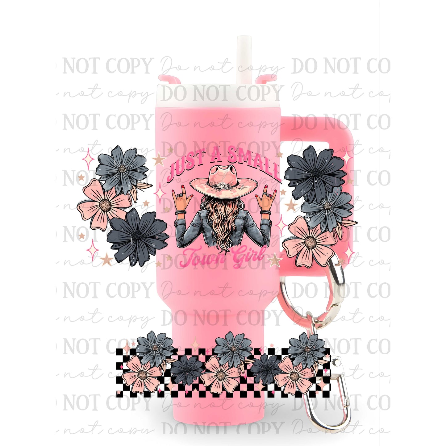 Just A Small Town Girl Uv Dtf Wrap For Mini Tumbler Keychains