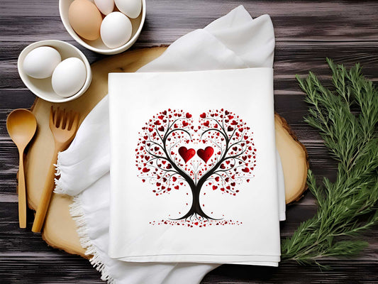 Double Hearts Whimsical Tree Towel Sublimation Print