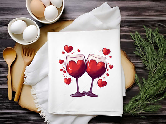 Hearts In Wine Towel Sublimation Print