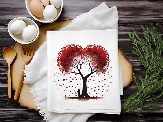 Mother Daughter Whimsical Hearts Tree Towel Sublimation Print