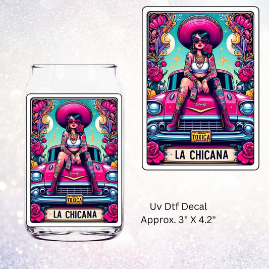 La Chicana Tarot Card Double-Sided UV DTF Decal