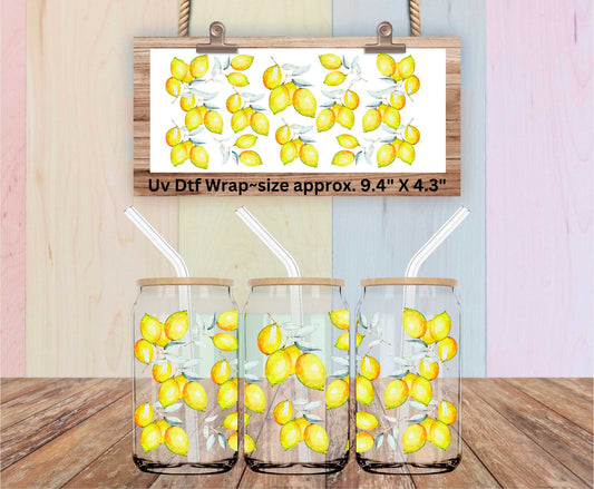 Uv Dtf Wrap Beautiful Watercolor Lemons Design | Double Sided