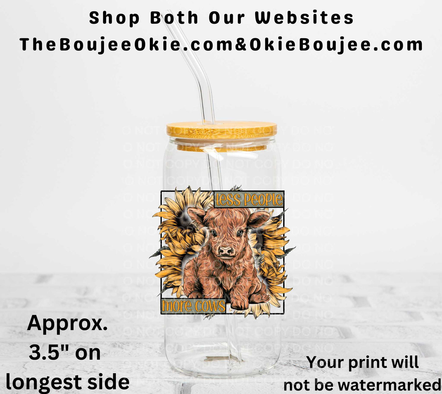 Less People More Cows UV DTF Decal Double Sided