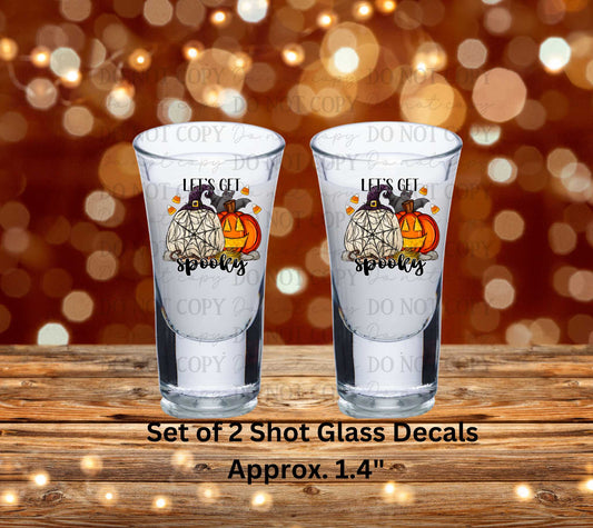 Let's Get Spooky Uv Dtf Decal Set of 2 Shot Glass Decal Double Sided