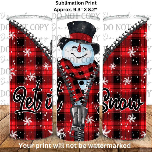 Let It Snow Zipper 20oz Skinny Tumbler Sublimation Print