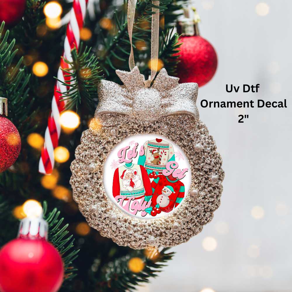 Ugly Christmas Sweater  Christmas Ornament or Magnet Double-Sided UV DTF Decal