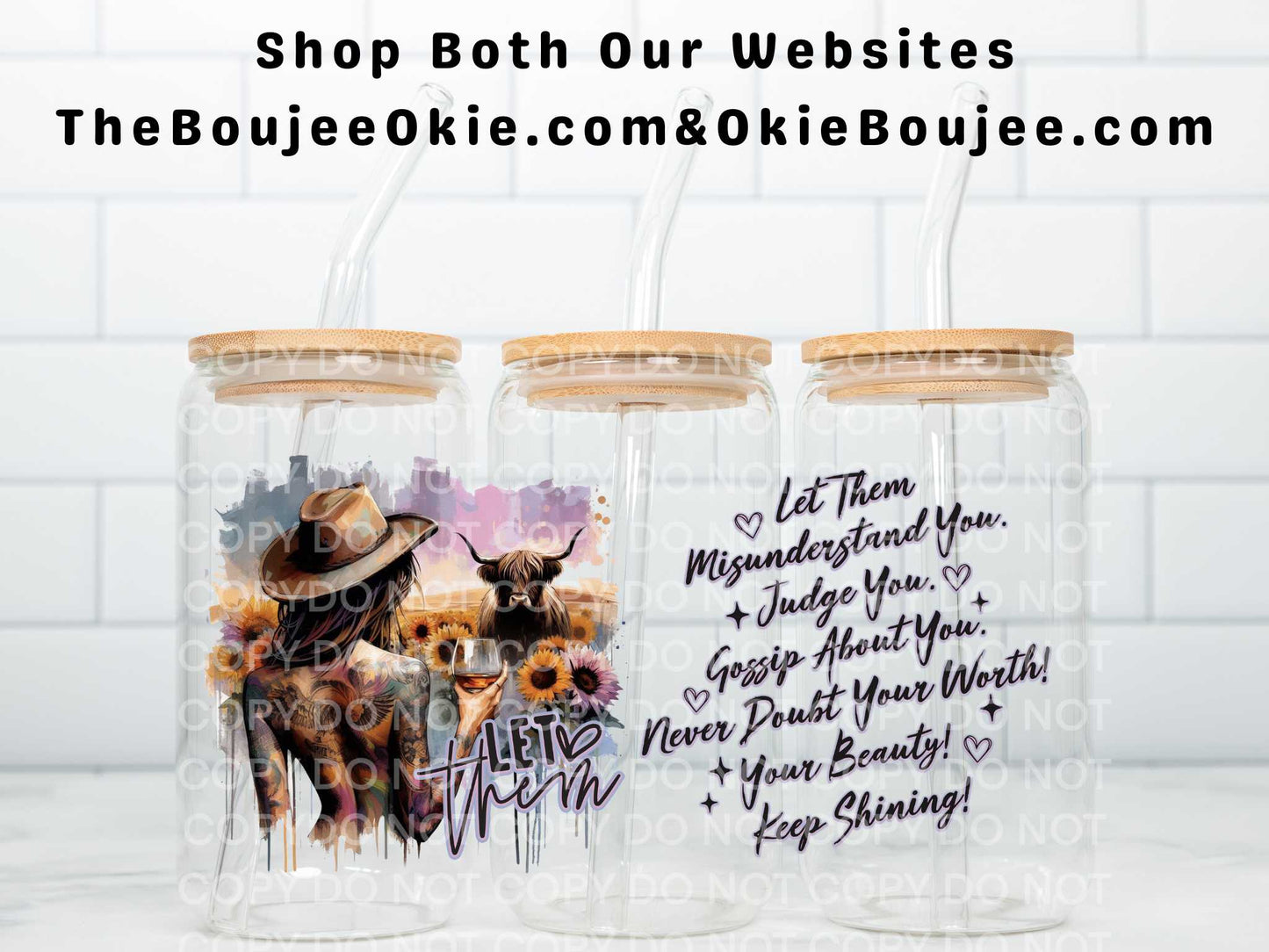 Let Them Cowgirl Double Sided Uv Dtf Wrap