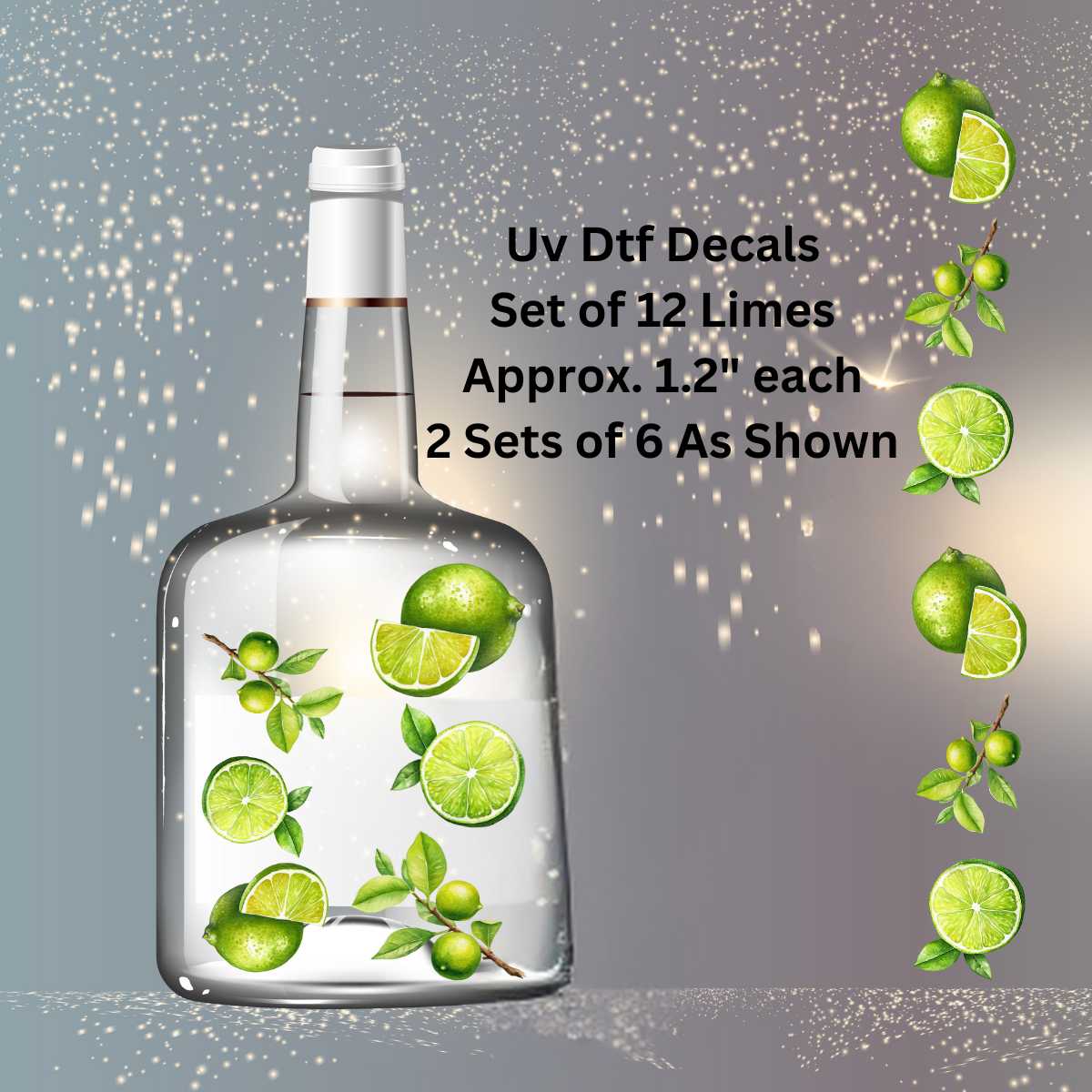 Uv Dtf Shot Glass Decals Set of 12 Limes  | Double Sided