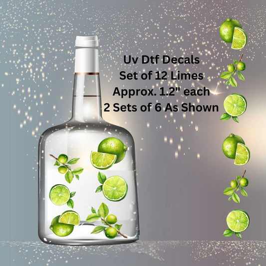 Uv Dtf Shot Glass Decals Set of 12 Limes  | Double Sided