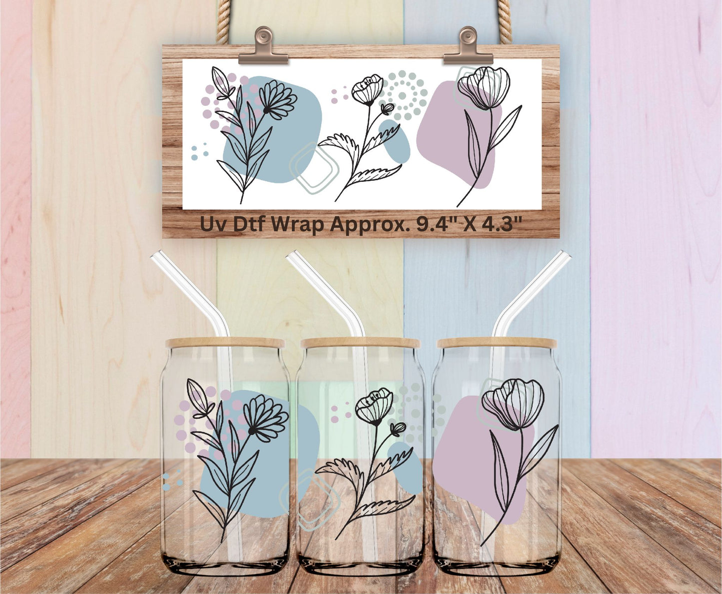 Uv Dtf Wrap Floral Line Art v1