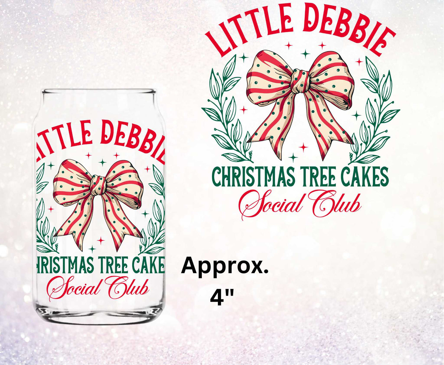 LIttle Debbie Social Club Double Sided Uv Dtf Decal Christmas Tree Cakes