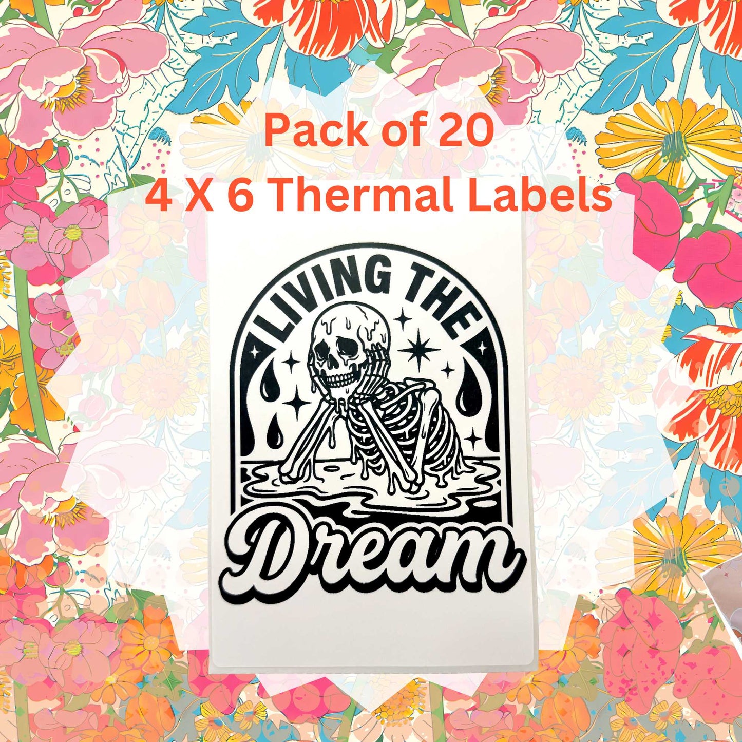 Pack of 20 Living The Dream Thermal Label Shipping Packaging  Stickers