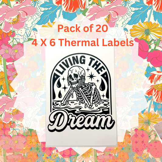 Pack of 20 Living The Dream Thermal Label Shipping Packaging  Stickers