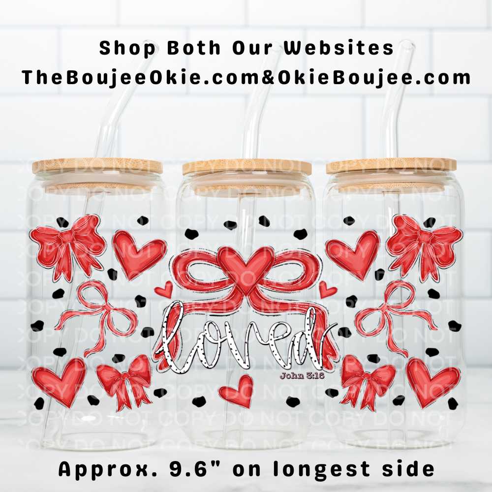 Loved John 3:16 Bows & Hearts Uv Dtf Wrap Double Sided