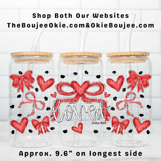 Loved John 3:16 Bows & Hearts Uv Dtf Wrap Double Sided