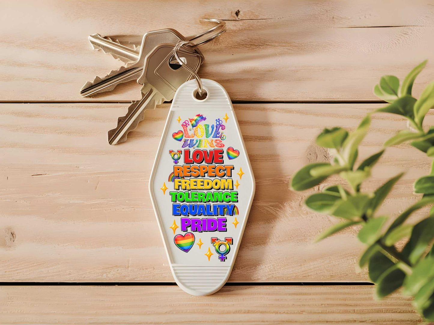 Motel Keychain Decal Love Wins, A Pride Design