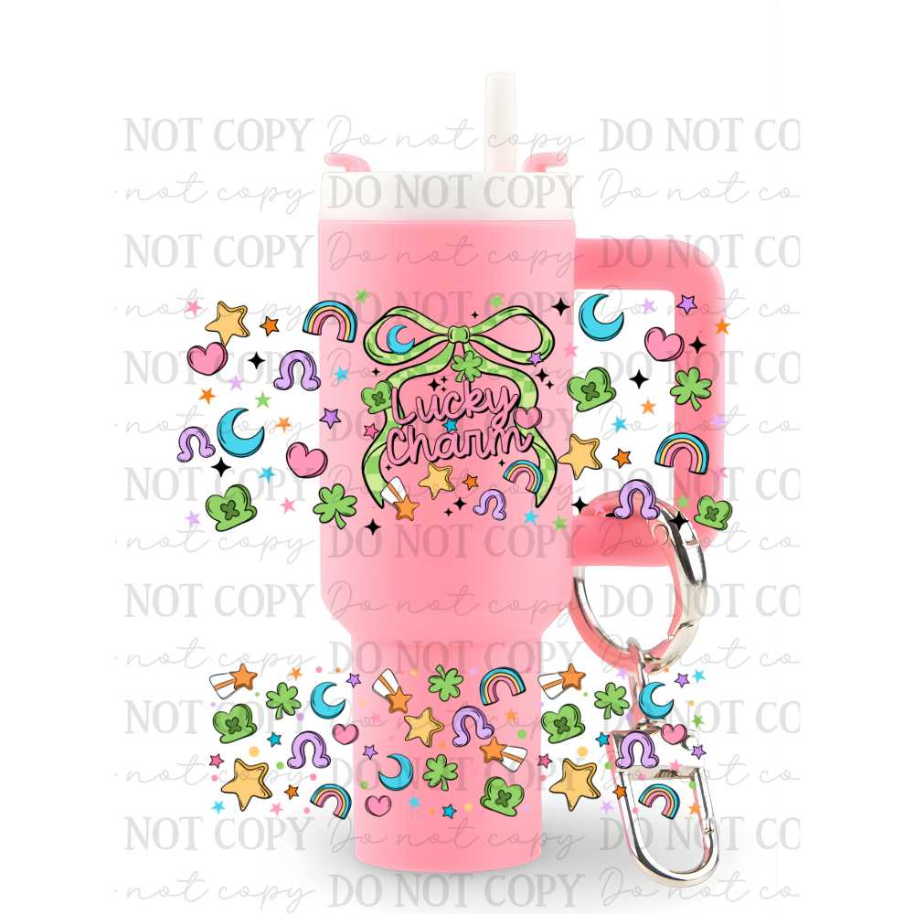 Lucky Charm Mini Tumbler Keychain Uv Dtf Wraps Top & Bottom Set