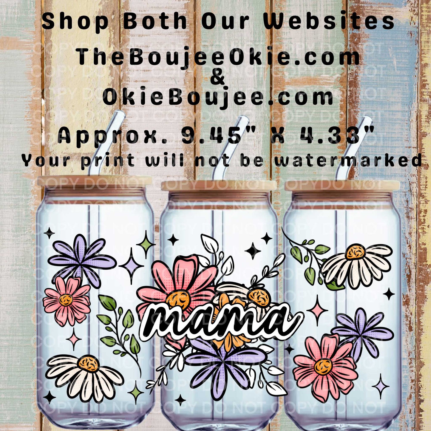 Bright Floral Mama Double-Sided UV DTF Wrap