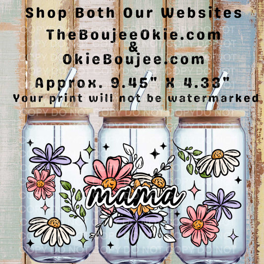 Bright Floral Mama Double-Sided UV DTF Wrap