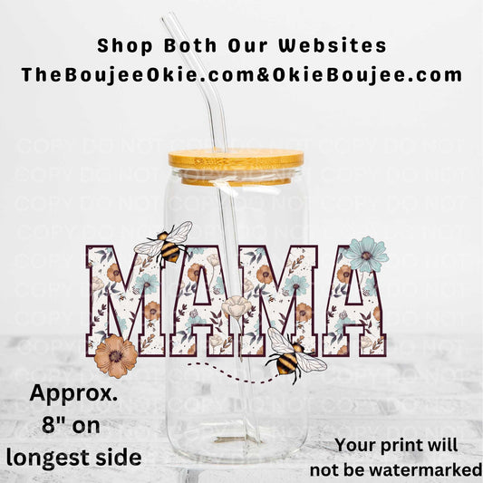 Mama Florals Bees Uv Dtf Decal Double Sided