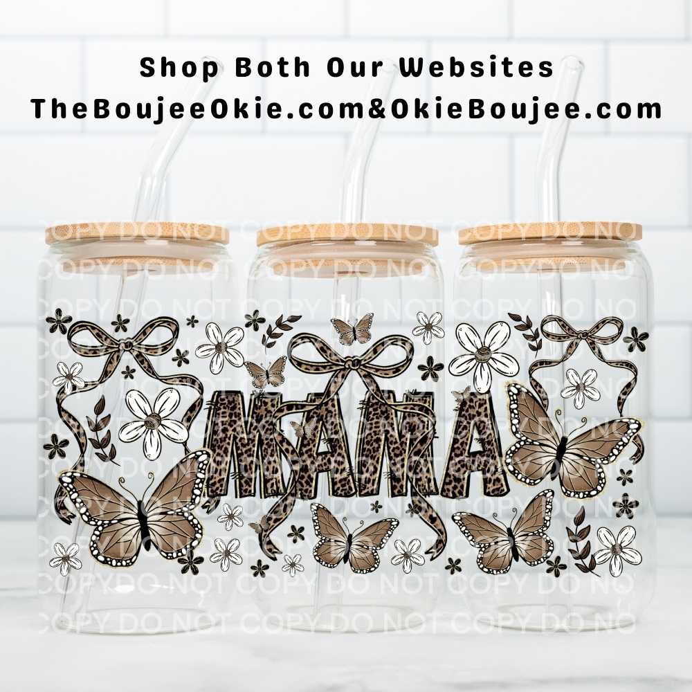 Mama Leopard & Butterflies Uv Dtf Wrap