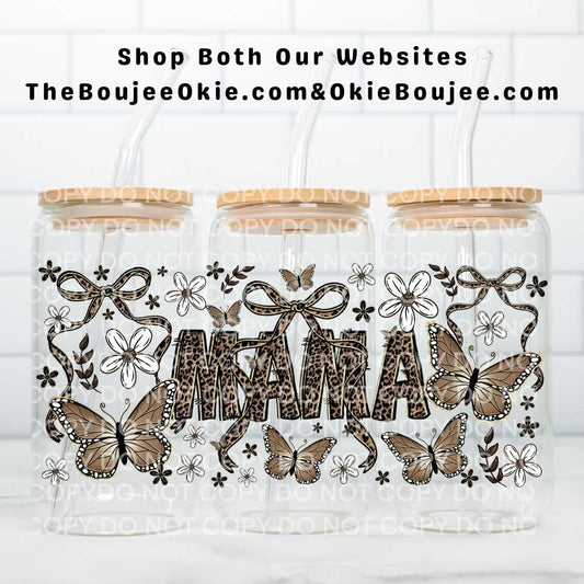 Mama Leopard & Butterflies Uv Dtf Wrap