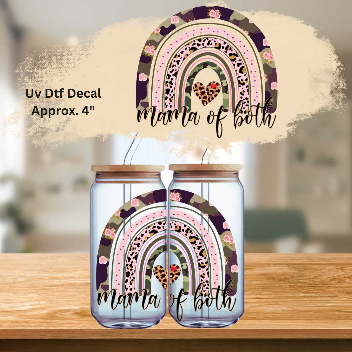 Mama Of Both Boho Rainbow You UV DTF Decal