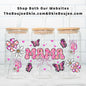 Mama Pink Butterflies UV DTF Double-Sided Wrap – 16oz Glass Can & Tumbler Design