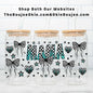 Mama Turquoise Flames & Checkered Bows UV DTF Double-Sided Wrap – 16oz Glass Can & Tumbler Design