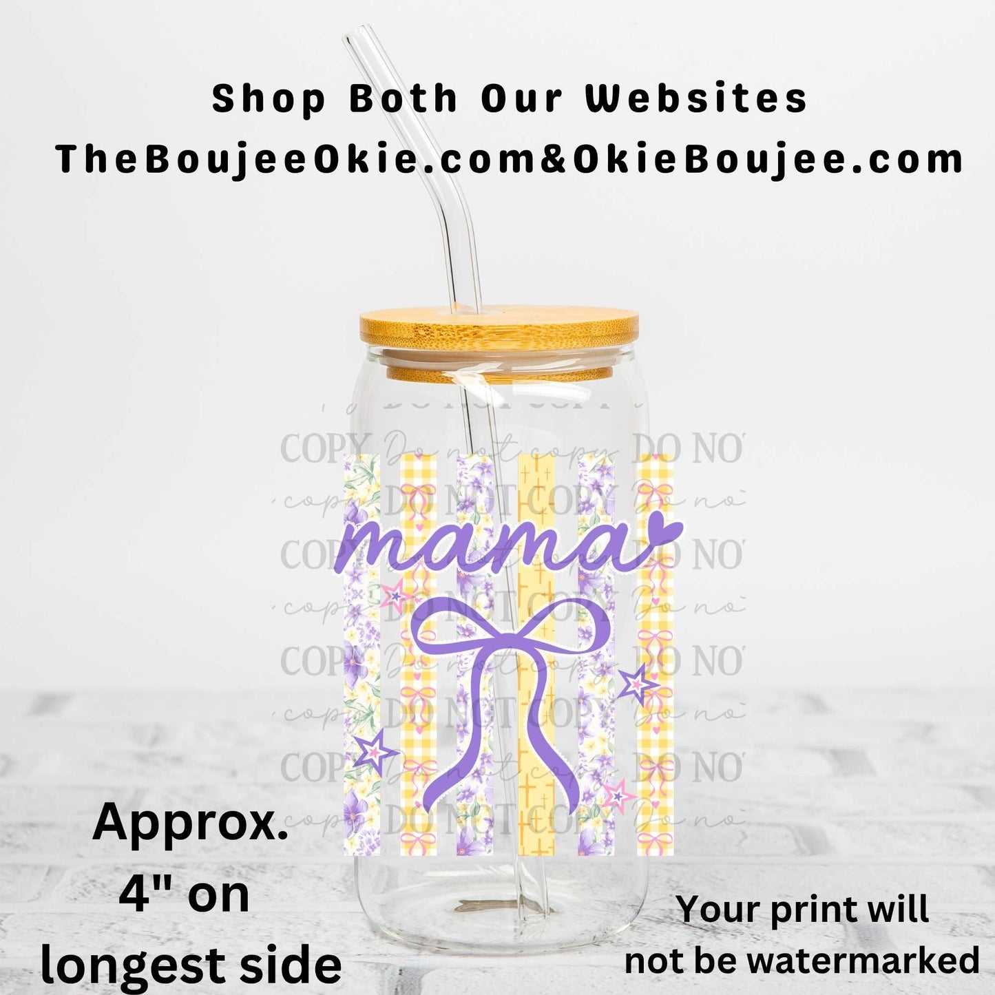 Mama Uv Dtf Decal Double Sided Purple & Yellow Stripes