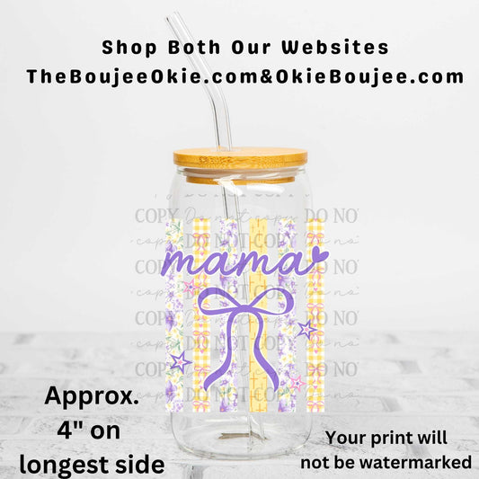 Mama Uv Dtf Decal Double Sided Purple & Yellow Stripes