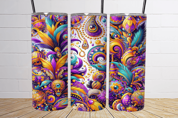 Mardi Gras 20oz Skinny Tumbler Sublimation Print