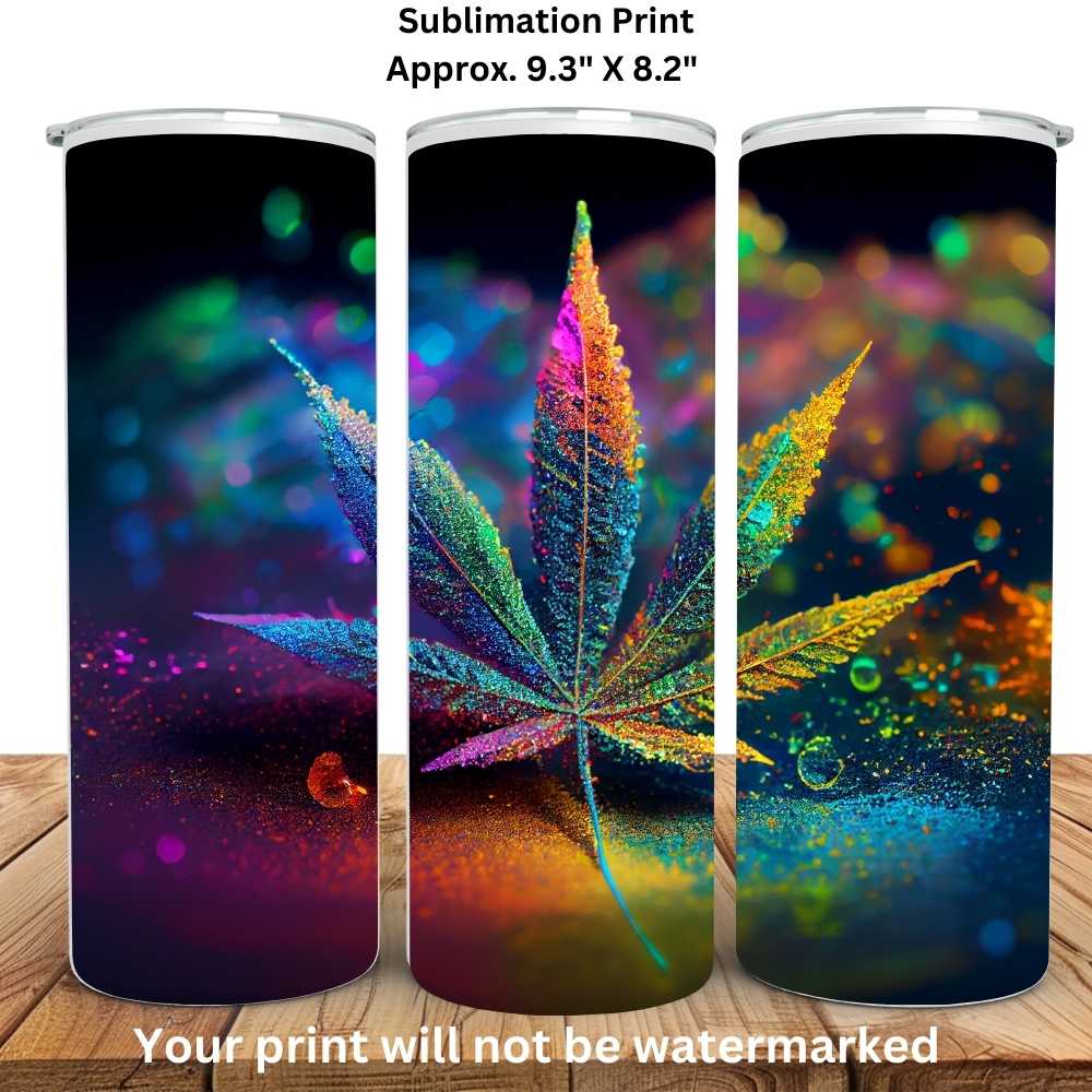 Glitter Marijuana Flower 20oz Skinny Tumbler Sublimation Print